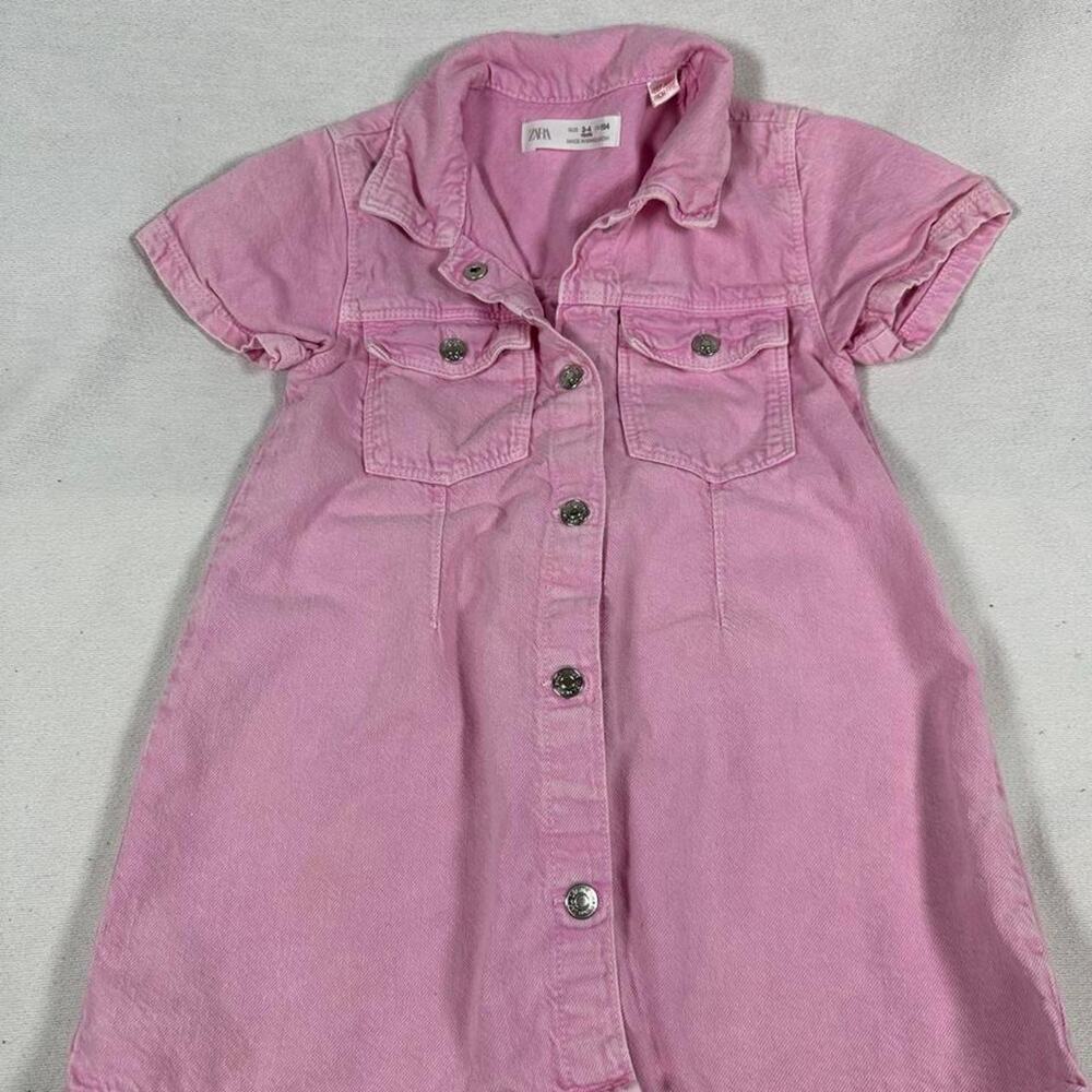 Zara pink denim dress with